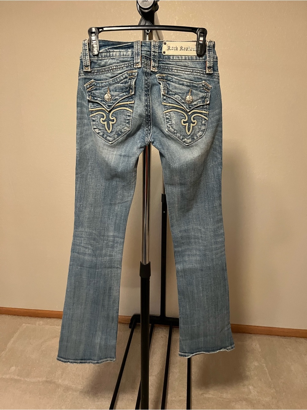 Rock Revival Light Blue Bootcut Jeans with Embroidered Back Pockets